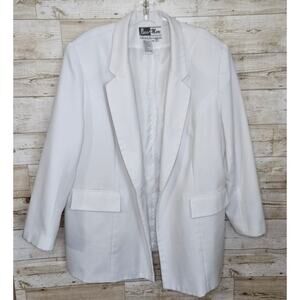 Ben Marc White Blazer Jacket Long Size 18 Vintage Retro Party Formal Wedding